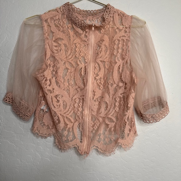 Haute Monde Lace Blouse Blush Pink - Picture 4 of 9